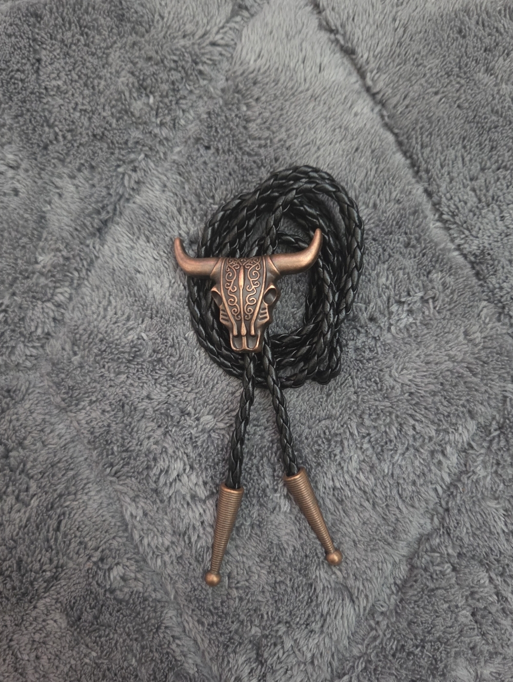 Copper Skull Bolo Tie Festival Western Southwestern Cowgirl Boho Rodeo Necklace